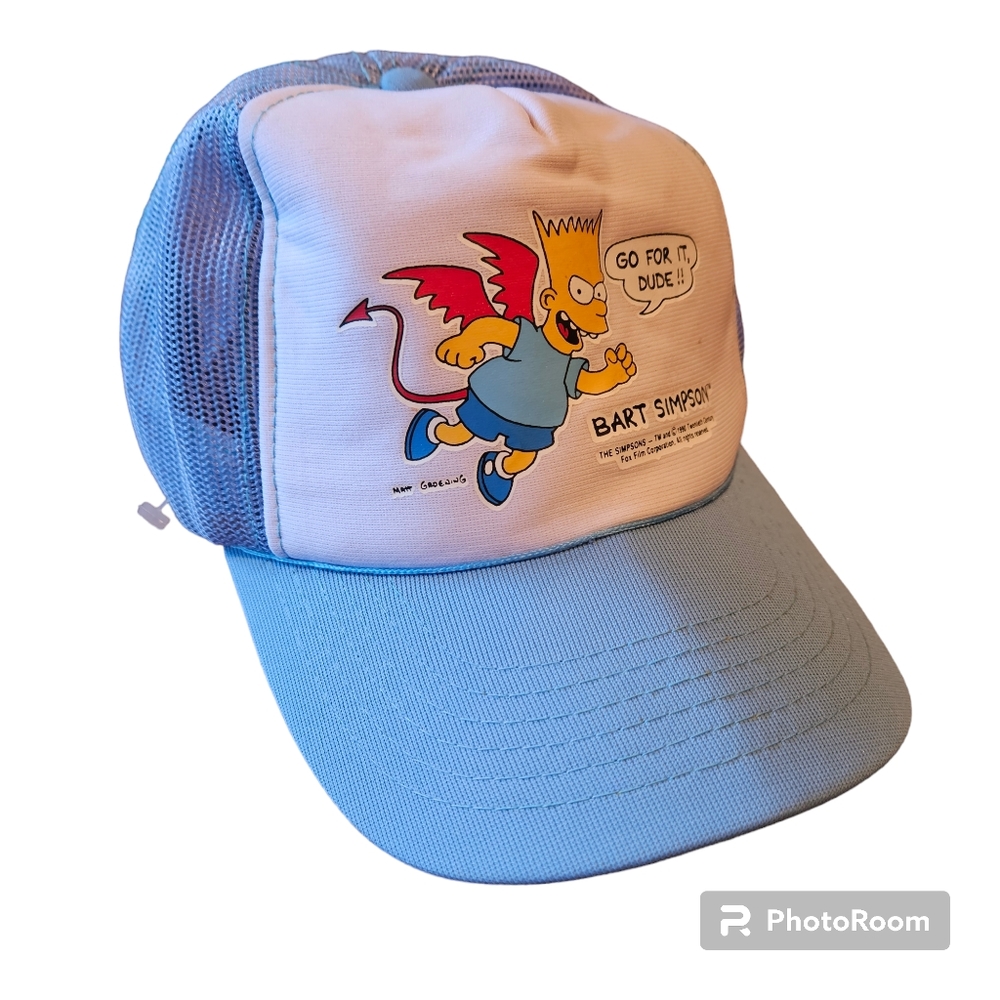 Vintage 1990 Bart Simpson Young An Hat Company Trucker Adjustable Hat, Size S/M
